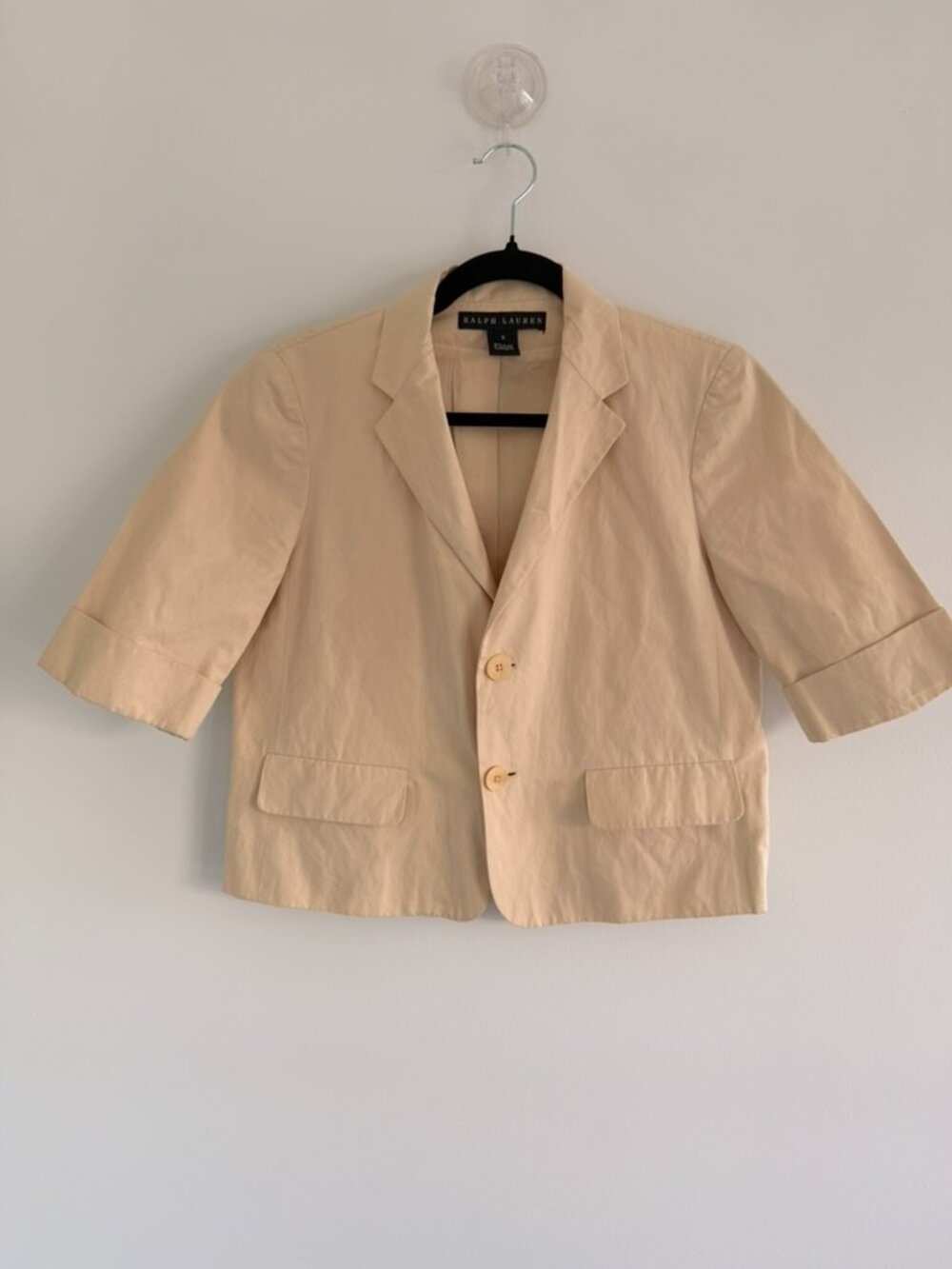 Ralph Lauren Cropped Short Sleeve Blazer Size 8 (Cream)